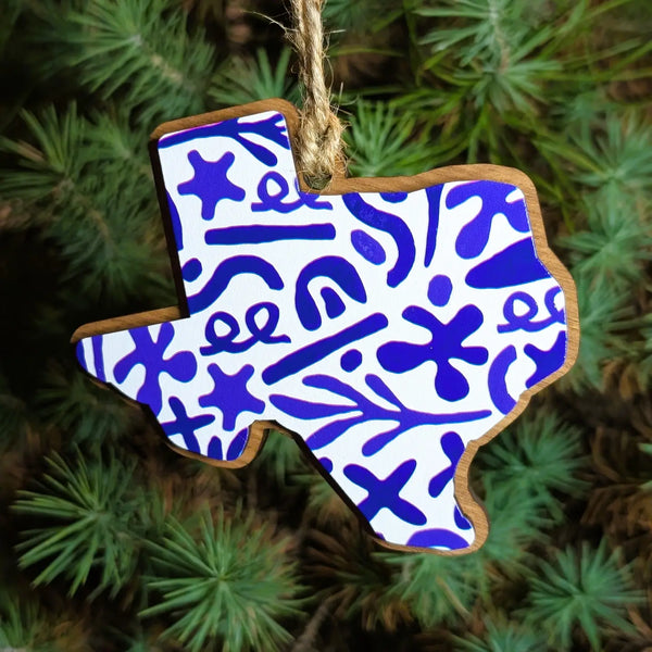 Texas Blue & White Christmas Ornament