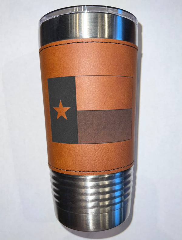 Rawhide TX Flag Leather Tumbler - 20 oz