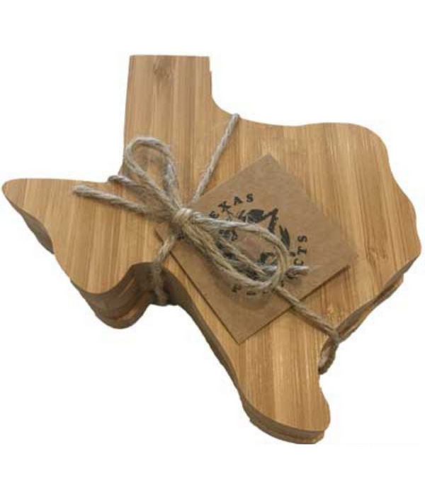 Texas Shaped Bamboo Coasters, Set of 4