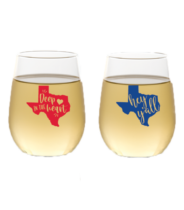 Deep In The Heart Wine Glasses, 2 Pack