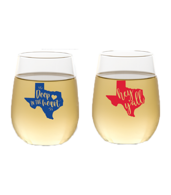Deep In The Heart Wine Glasses, 2 Pack