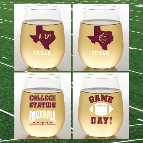 Texas A&M Wine Glasses, 4 pack