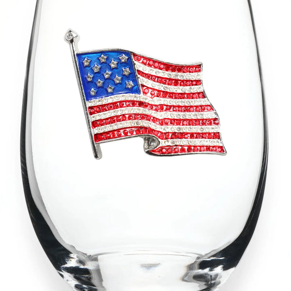 American Flag Stemless Wine Glass