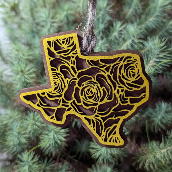 Texas Yellow Rose Christmas Ornament