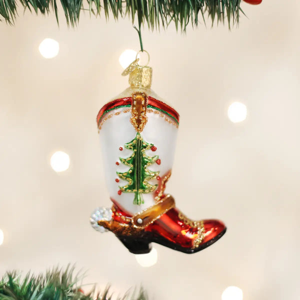 Christmas Tree Cowboy Boot Ornament