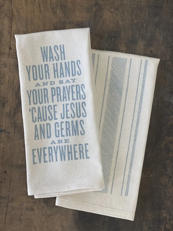 Jesus and Germs Tea Towel