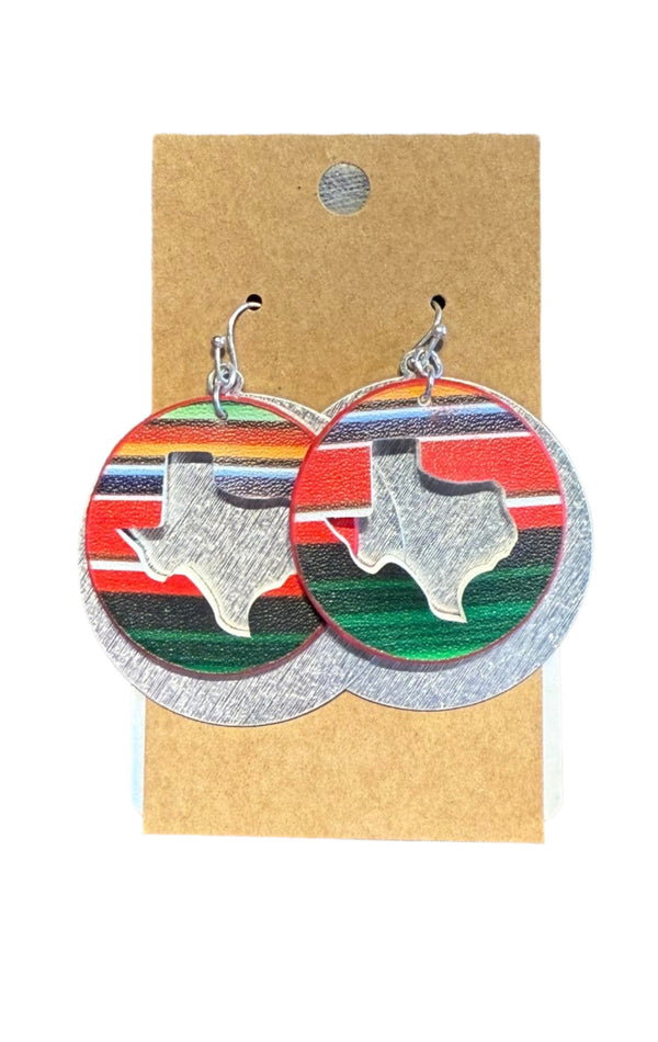 Circle Texas Earrings - Red/Green