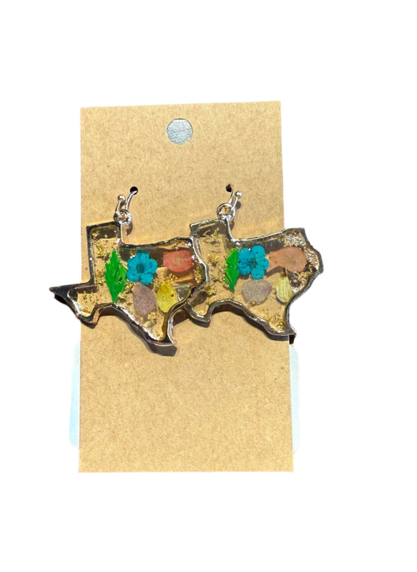 Large Texas Resin Earrings - Pink/Blue