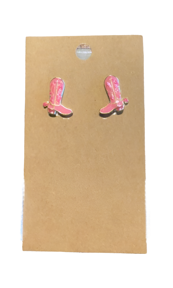 Pink Cowgirl Boot Earrings