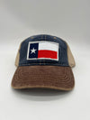 Texas Flag Hat, Navy with Brown Brim