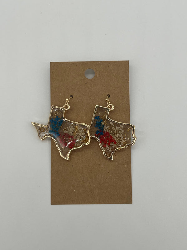 Large Texas Resin Earrings - Blue/Red