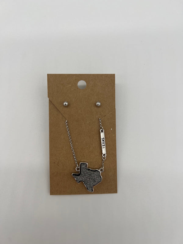 Texas Druzy Necklace/Earring Set - Black