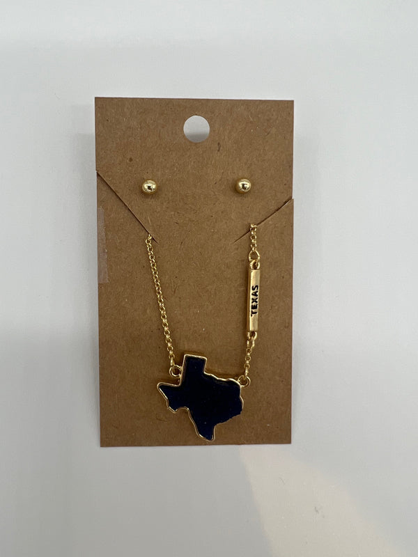 Texas Druzy Necklace/Earring Set - Midnight Blue