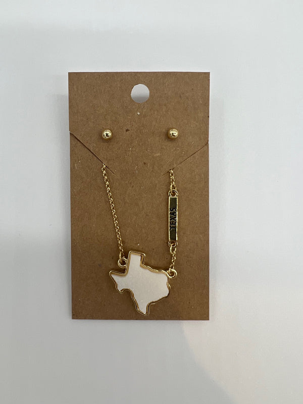 Texas Druzy Necklace/Earring Set - White