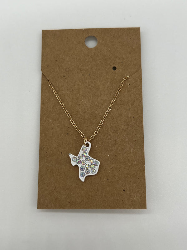 Crystal Texas Necklace - White