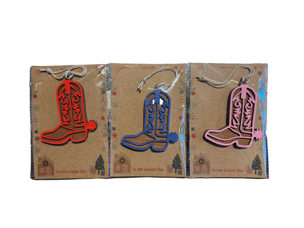Colorful Cowboy Boot Christmas Ornament