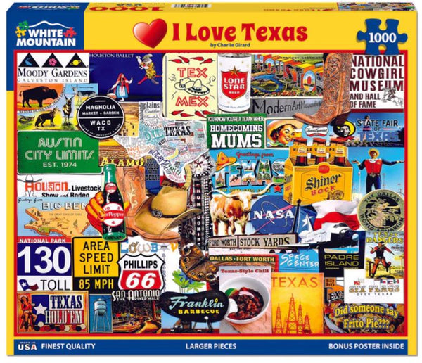 I Love Texas- 1000 Piece Jigsaw Puzzle
