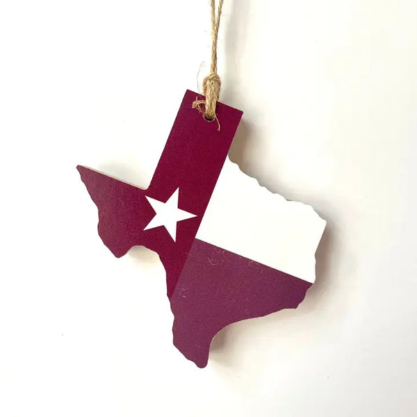 Team Spirit Texas Flag Ornament Maroon/White