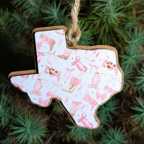 Texas Pink Cowgirl Christmas Ornament