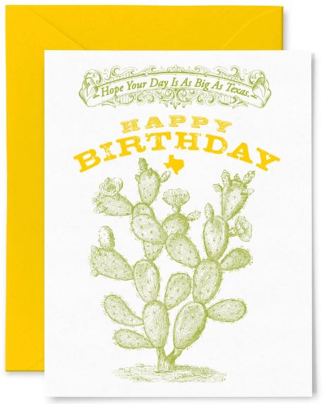 Cactus - Birthday - Letterpress Greeting Card