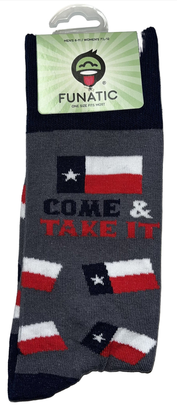 Come And Take It TX Flag Socks