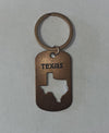 Texas Map Copper Dog Tag Key Ring