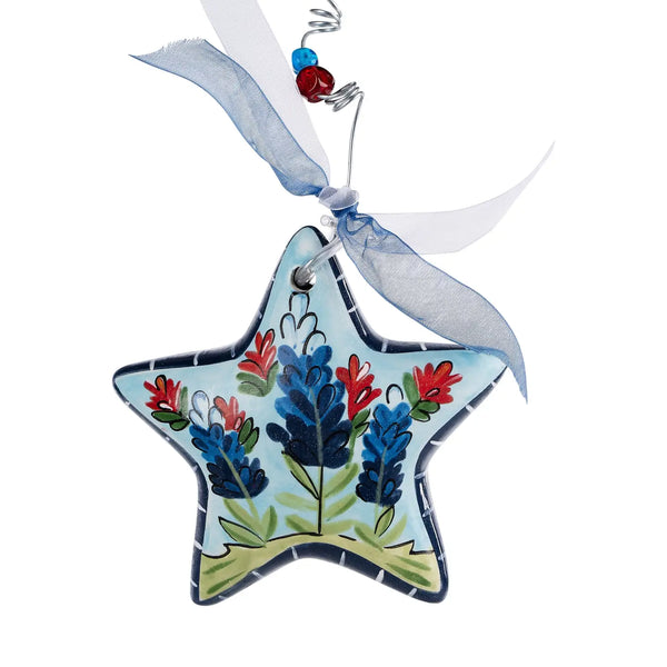 Bluebonnet & Indian Paintbrush Star Ornament