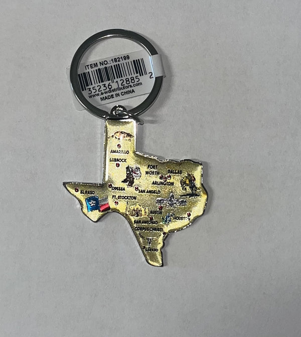 Texas Map Icons Foil Key Ring