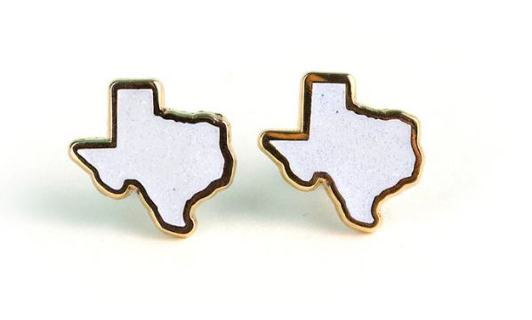 Texas Earrings - White Glitter