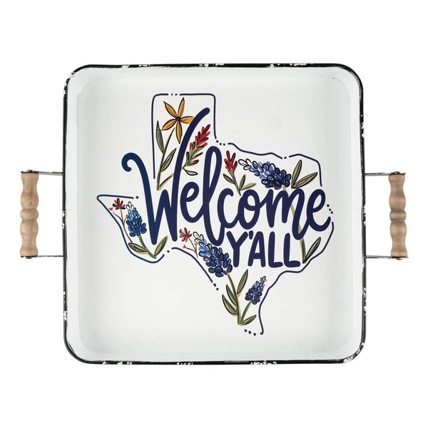Welcome Y'all Texas Enamel Tray