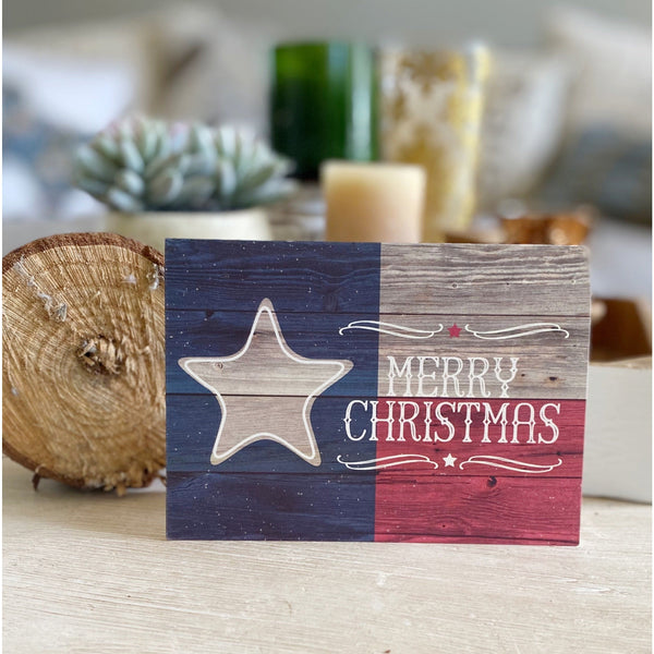 Woodgrain Texas Flag Christmas Card