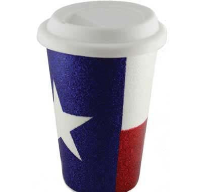 Texas Flag Glitter Travel Mug