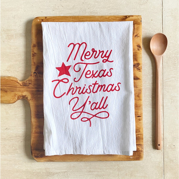 Merry Texas Christmas Flour Sack Tea Towel