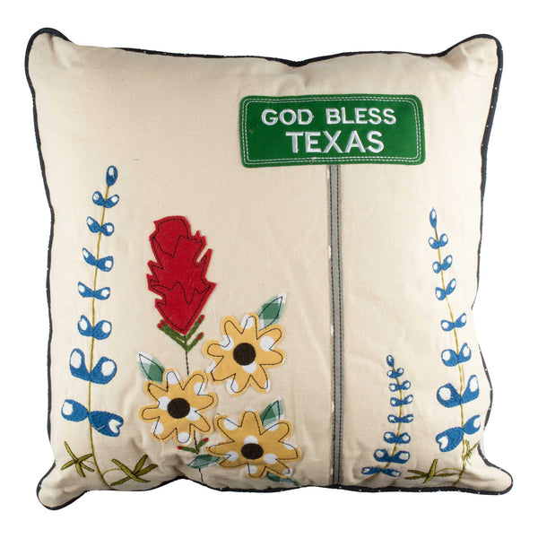 Blue Bonnet Pillow - God Bless Texas