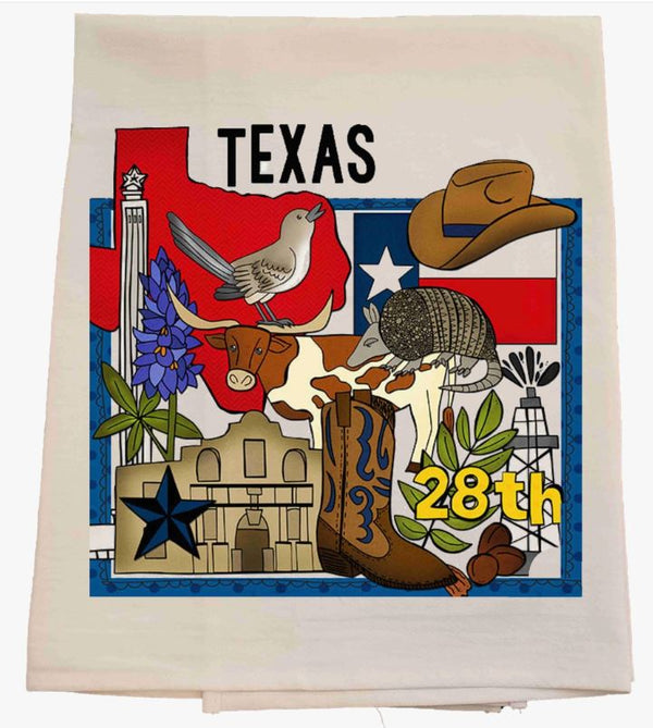 Texas Collage Tea Towel