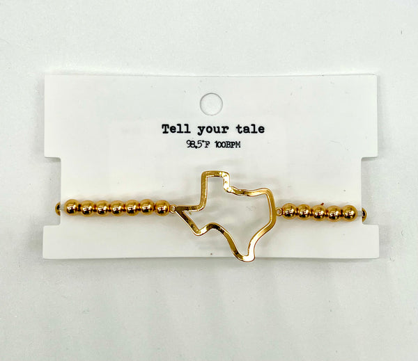Texas Stencil Beaded Bracelet - Gold
