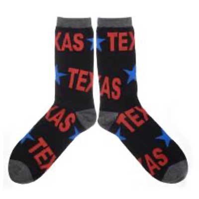Texas Word and Star Socks