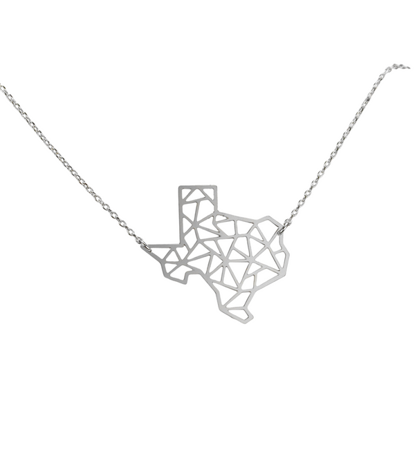 Texas State Geometric Necklace - Silver