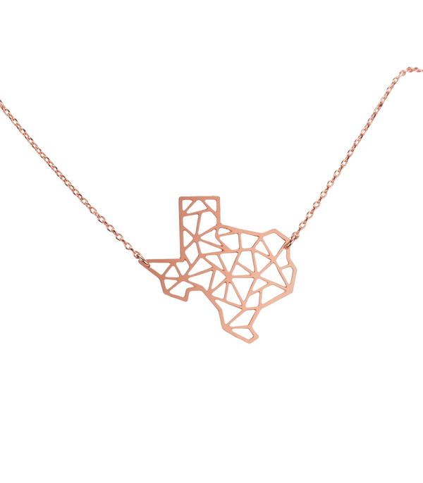 Texas State Geometric Necklace - Rose Gold