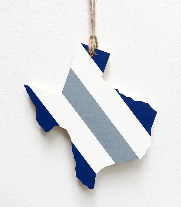 Woodem Team Spirit Ornaments, Blue/Gray/White